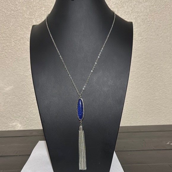 3/$12 Paparazzi Blue and Silver Necklace with Tassel Pendant - Picture 1 of 2